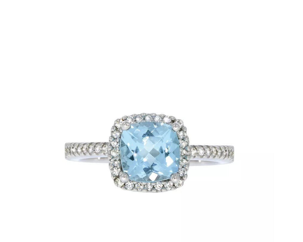 Diamantring "Memory" med sky blue topas