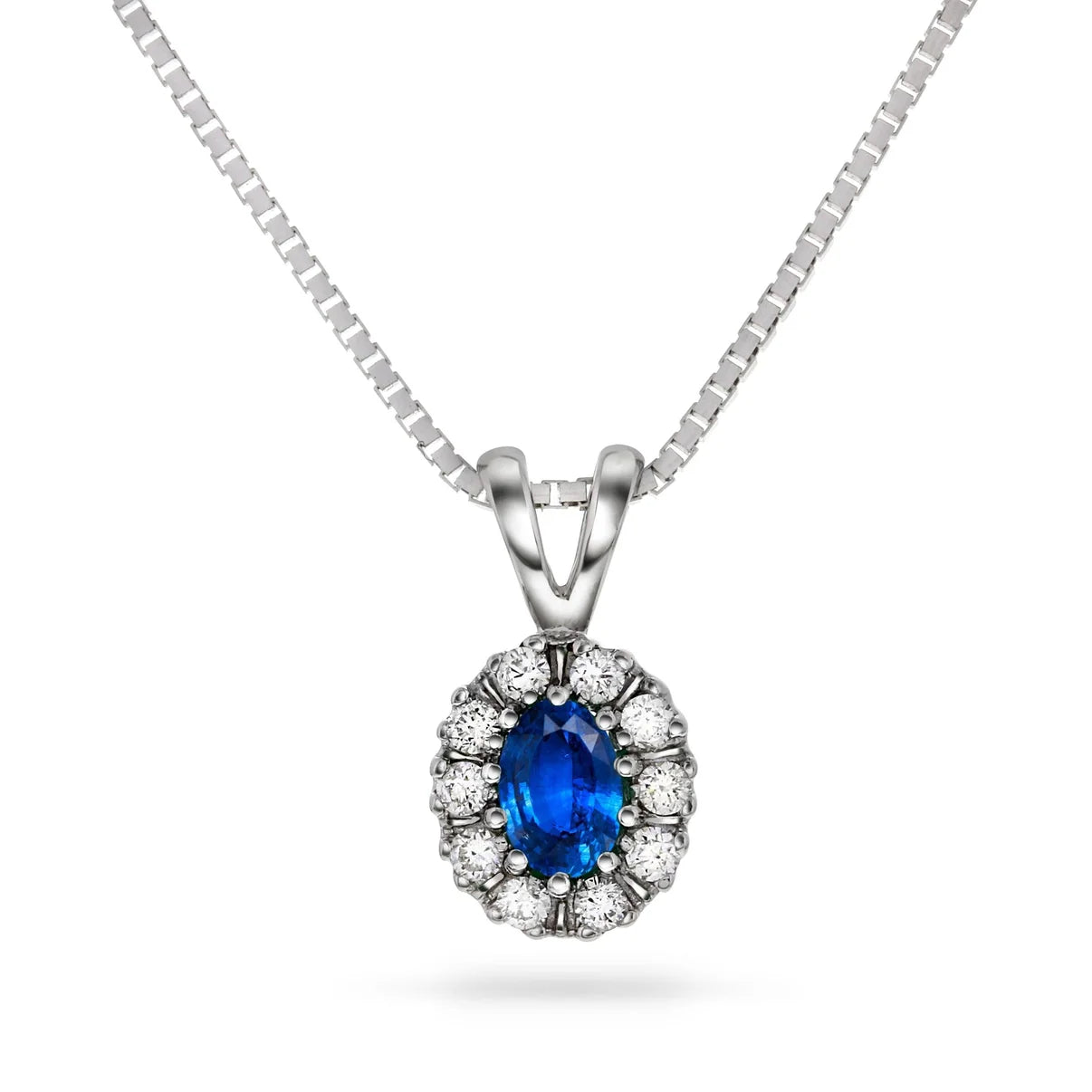 Diamantsmykke med Safir