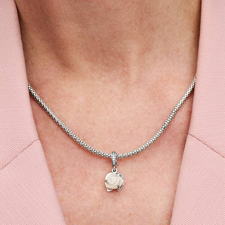 Pandora Hvit utsprunget rose dobbel charm