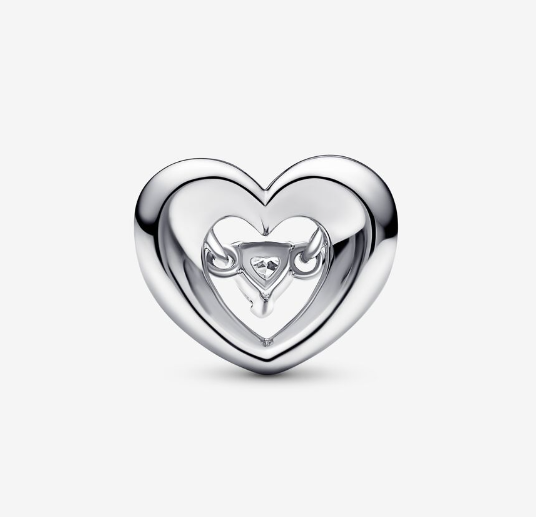 Pandora hjerte og svevende charm, sølv