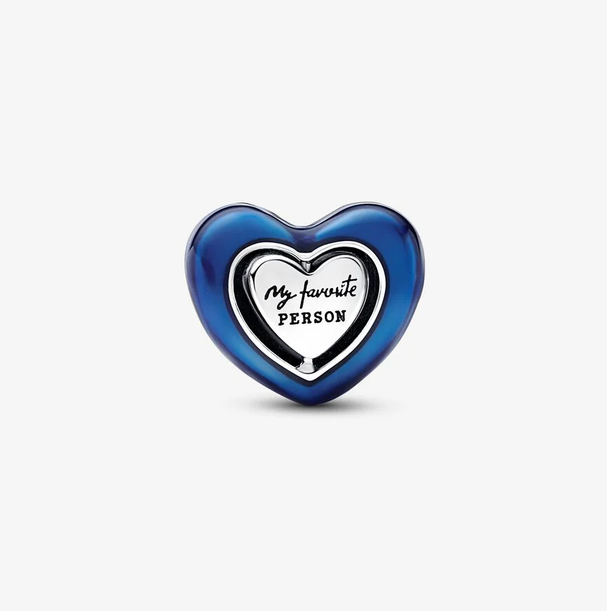 Pandora blått snurrende hjerte charm