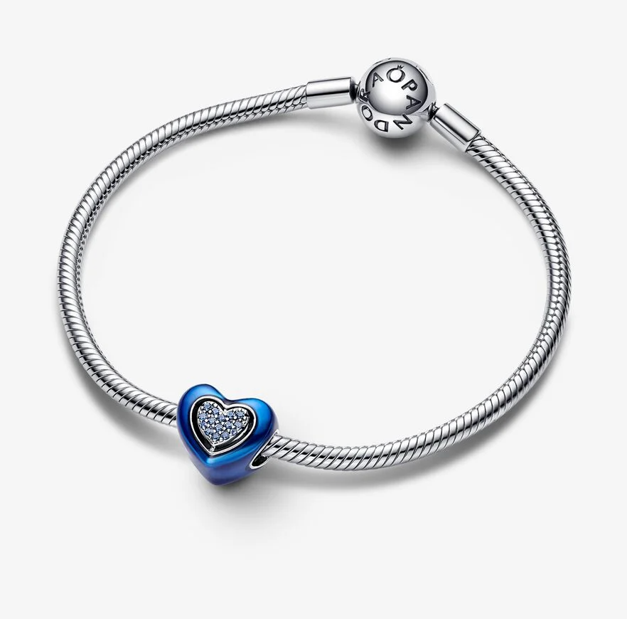 Pandora blått snurrende hjerte charm