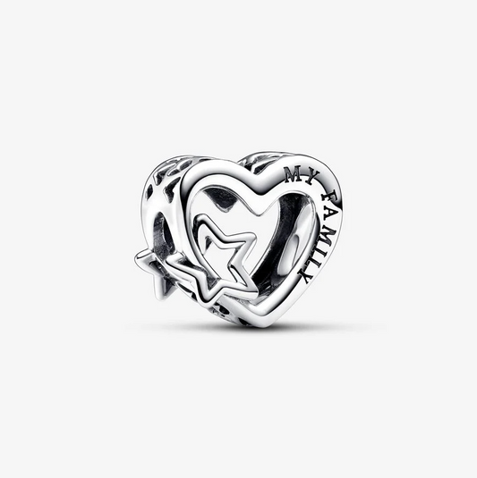 Pandora Openwork familiehjerte og stjerne charm