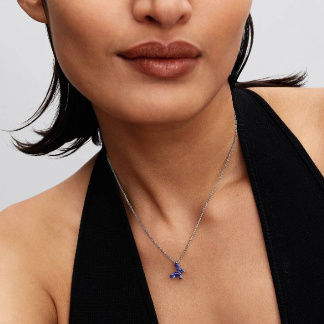 Pandora sommerfugl halskjede, blå