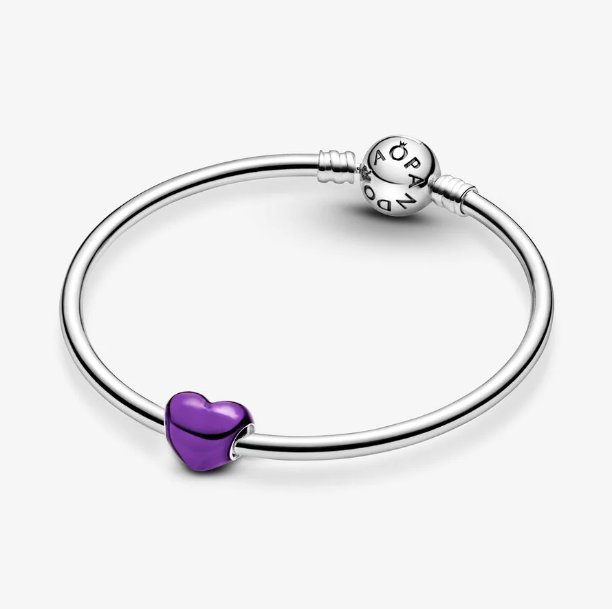 Pandora Metallisk purpurfarget hjerte charm