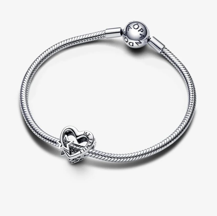 Pandora Openwork familiehjerte og stjerne charm