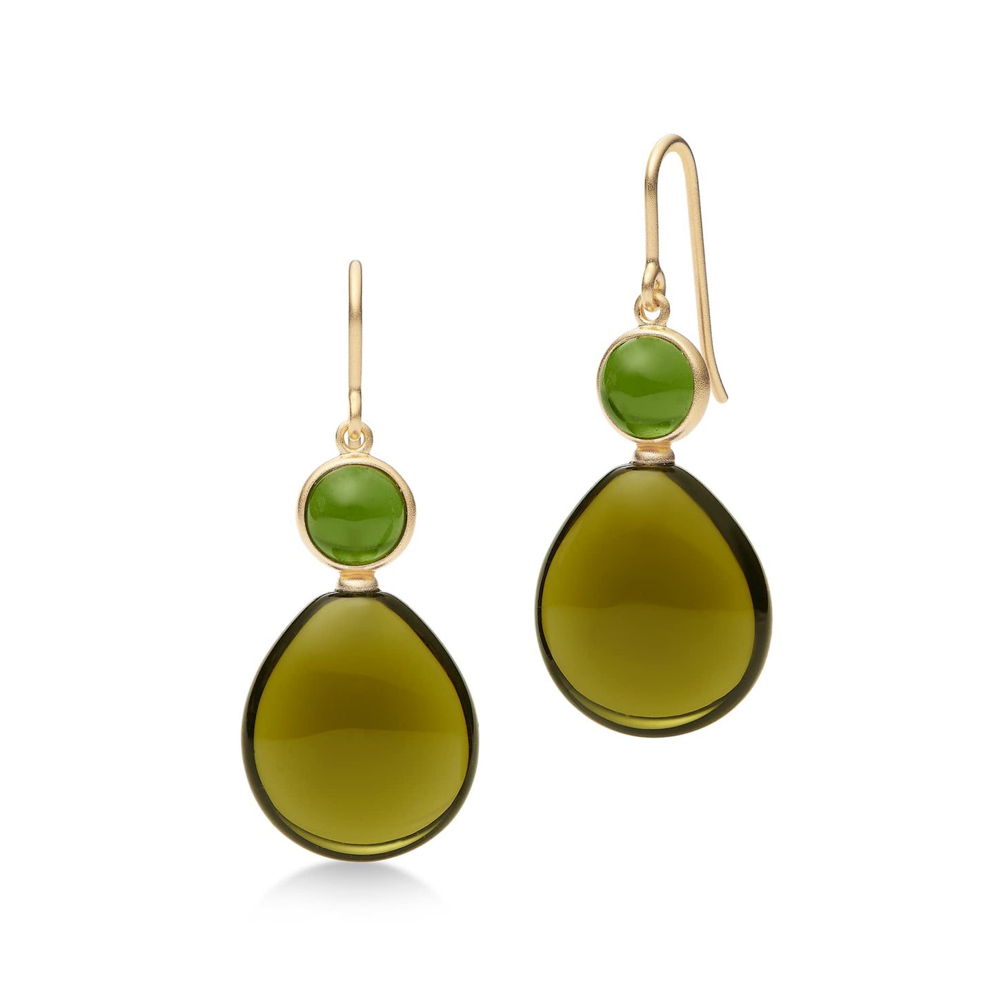 Julie Sandlau "Prime Drop" ørepynt, Moss Green og Olive Crystal