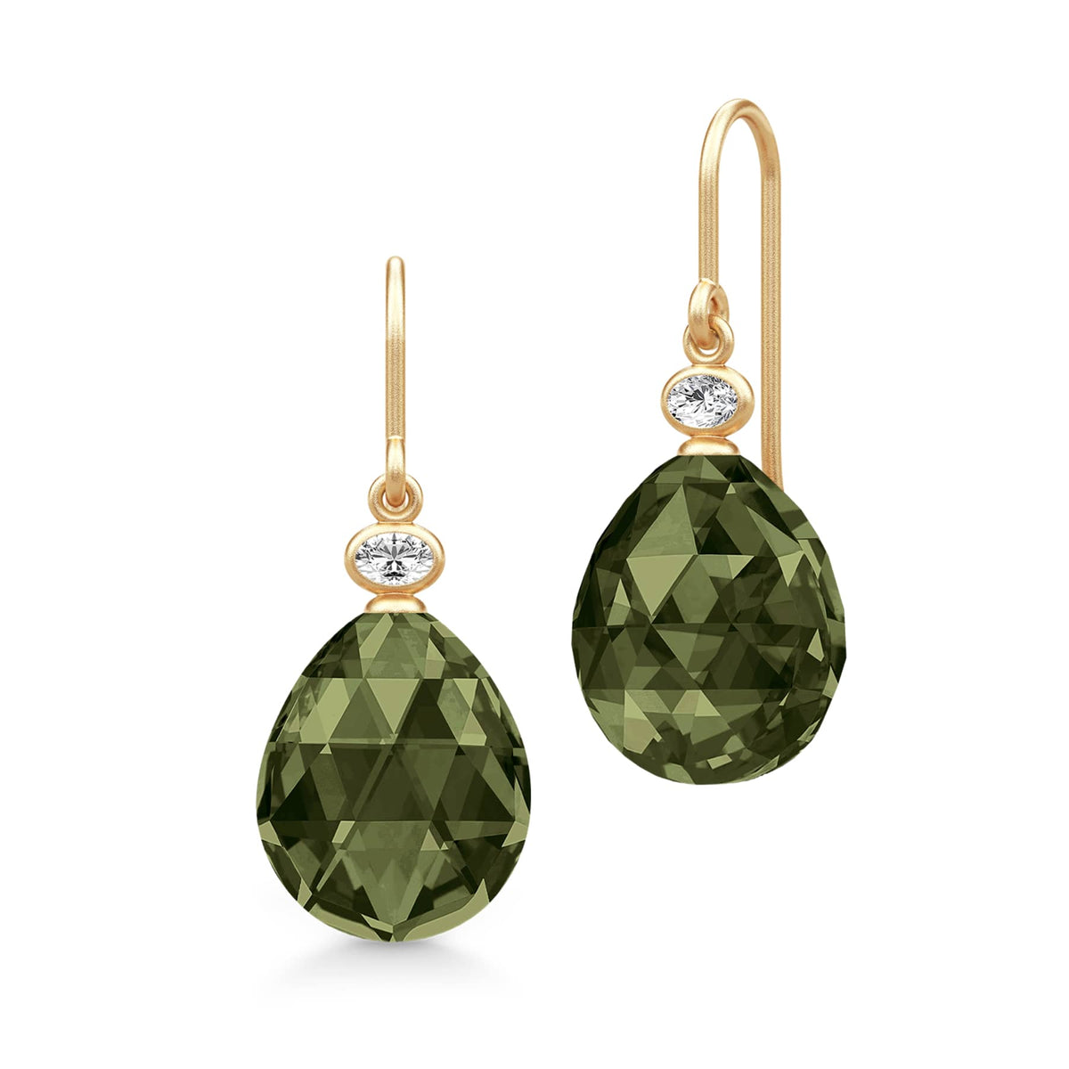 Julie Sandlau "Ofelia" ørepynt, Olive Green Crystal