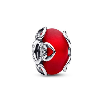 Pandora frostet rødt Muranoglass charm